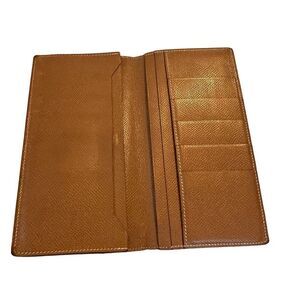 Hermes long brown leather wallet